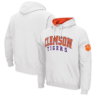 Men's Colosseum White Clemson Tigers Double Arch Pullover Hoodie