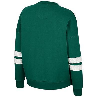 Women's Colosseum Green Michigan State Spartans Perfect DateÂ Notch Neck Pullover Sweatshirt
