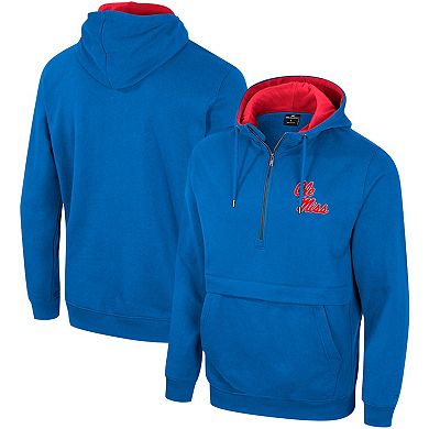 Men's Colosseum Powder Blue Ole Miss Rebels Half-Zip Hoodie