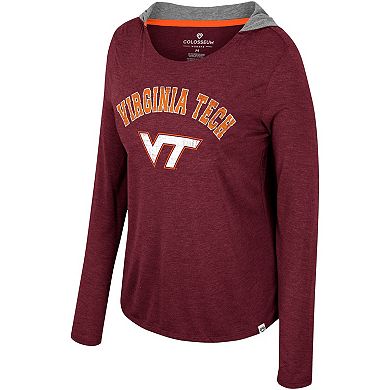 Women's Colosseum  Maroon Virginia Tech Hokies Distressed Heather Long Sleeve Hoodie T-Shirt