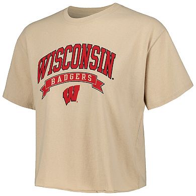 Women's League Collegiate Wear Tan Wisconsin Badgers Banner Clothesline Cropped T-Shirt