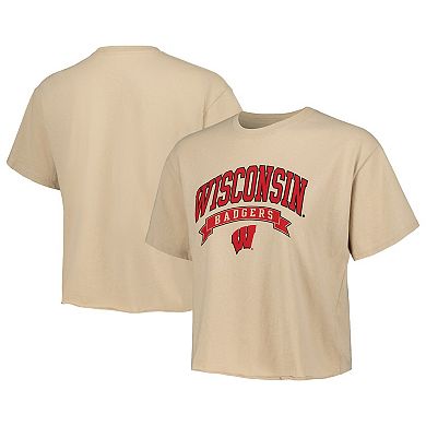 Women's League Collegiate Wear Tan Wisconsin Badgers Banner Clothesline Cropped T-Shirt