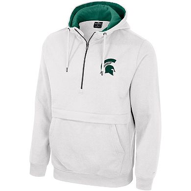 Men's Colosseum White Michigan State Spartans Half-Zip Hoodie