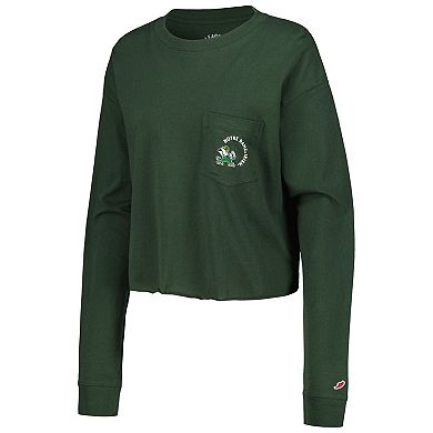 Women's League Collegiate Wear Green Notre Dame Fighting Irish Clothesline Midi Long Sleeve Cropped T-Shirt
