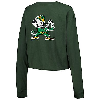 Women's League Collegiate Wear Green Notre Dame Fighting Irish Clothesline Midi Long Sleeve Cropped T-Shirt