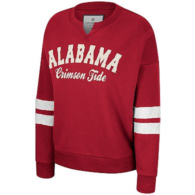 Women's Colosseum Crimson Alabama Crimson Tide Perfect DateÂ Notch Neck Pullover Sweatshirt