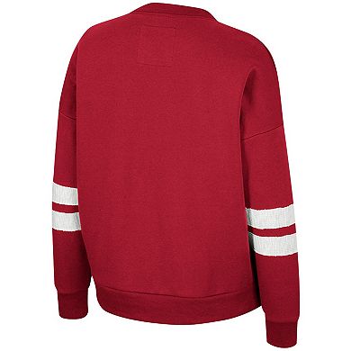Women's Colosseum Crimson Alabama Crimson Tide Perfect Date Notch Neck Pullover Sweatshirt
