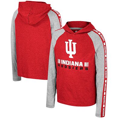 Youth Colosseum Crimson Indiana Hoosiers Ned Raglan Long Sleeve Hooded T-Shirt