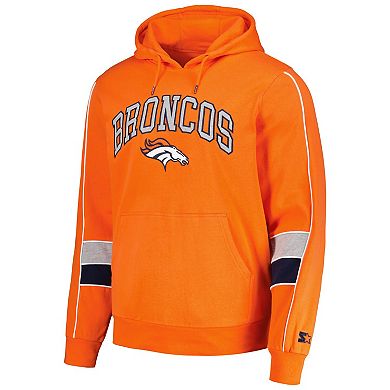 Men's Starter Orange Denver Broncos Captain Pullover Hoodie