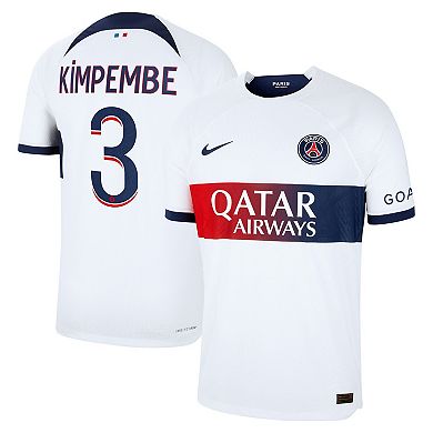 Men's Nike Presnel Kimpembe White Paris Saint-Germain 2023/24 Away Match Authentic Player Jersey