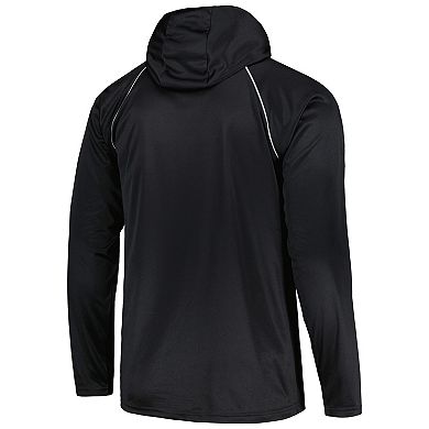 Men's Starter Black Las Vegas Raiders Gridiron Classics Throwback Raglan Long Sleeve Hooded T-Shirt