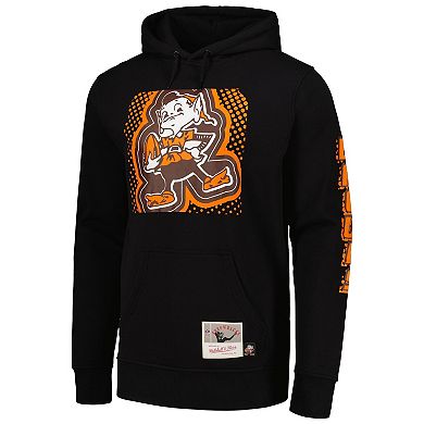 Men's Mitchell & Ness Black Cleveland Browns Gridiron Classics Big Face 7.0 Pullover Hoodie