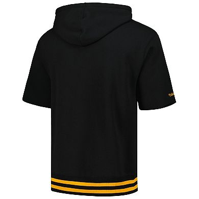Men's Mitchell & Ness  Black Pittsburgh Steelers Pre-Game Short Sleeve Pullover Hoodie