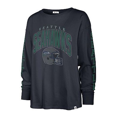 Women's '47 Navy Seattle Seahawks Tom Cat Long Sleeve T-Shirt