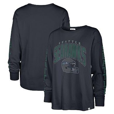 Women's '47 Navy Seattle Seahawks Tom Cat Long Sleeve T-Shirt