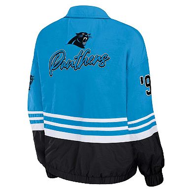 Women's WEAR by Erin Andrews Blue Carolina Panthers Vintage Throwback Windbreaker Full-Zip Jacket