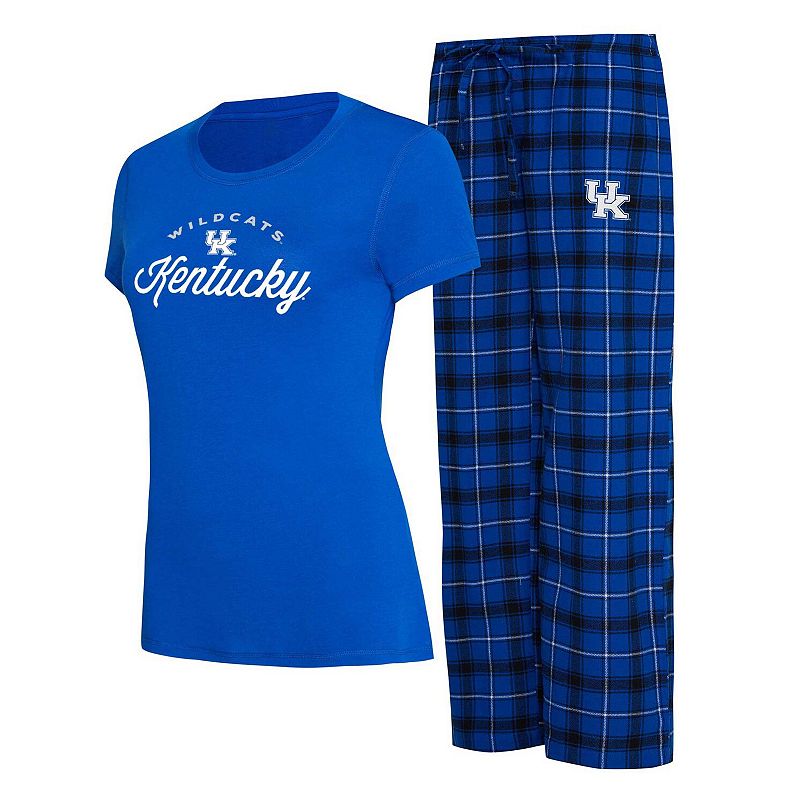 Women's Concepts Sport Royal/Black Kentucky Wildcats Arctic T-Shirt & Flannel Pants Sleep Set