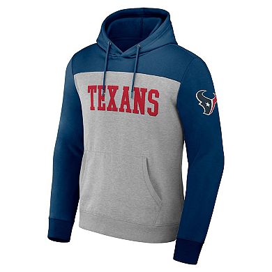 Men's NFL x Darius Rucker Collection by Fanatics Heather Gray Houston Texans Color Blocked Pullover Hoodie