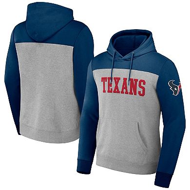 Men's NFL x Darius Rucker Collection by Fanatics Heather Gray Houston Texans Color Blocked Pullover Hoodie