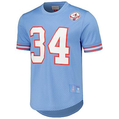 Men's Mitchell & Ness Earl Campbell Light Blue Houston Oilers Retired Player Name & Number Mesh Top