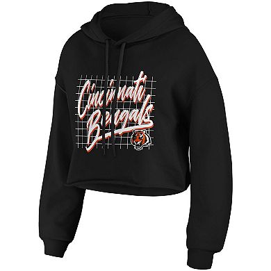 Women's WEAR by Erin Andrews Black Cincinnati Bengals Domestic Cropped Pullover Hoodie