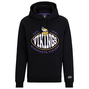 Men's BOSS X NFL Black Minnesota Vikings Touchback Pullover Hoodie