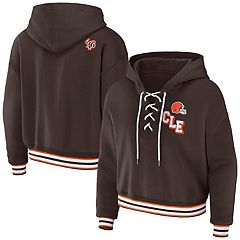 Women's New Era Brown Cleveland Browns Foil Sleeve Pullover Hoodie
