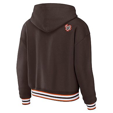 Women's WEAR by Erin Andrews Brown Cleveland Browns Lace-Up Pullover Hoodie