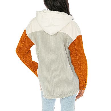 Women's Gameday Couture Gray Clemson Tigers Vintage Wash Corduroy Full-Snap Hooded Shacket