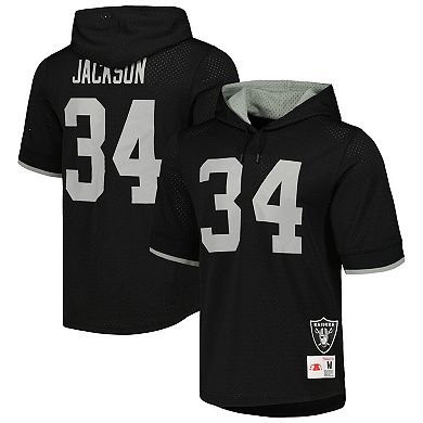 Men's Mitchell & Ness Bo Jackson Black Los Angeles Raiders Gridiron Classics Retired Player Name & Number Mesh Hoodie T-Shirt