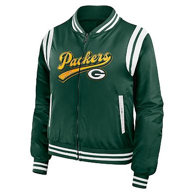 Women's WEAR by Erin Andrews Green Green Bay Packers Bomber Full-Zip Jacket