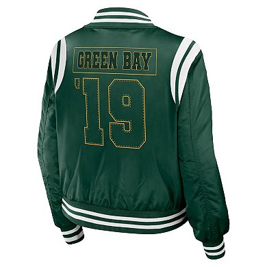Women's WEAR by Erin Andrews Green Green Bay Packers Bomber Full-Zip Jacket