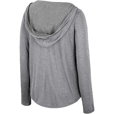 Women's Colosseum  Gray Illinois Fighting Illini Distressed Heather Long Sleeve Hoodie T-Shirt