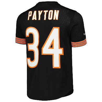 Men's Mitchell & Ness Walter Payton Black Chicago Bears Retired Player Name & Number Mesh Top