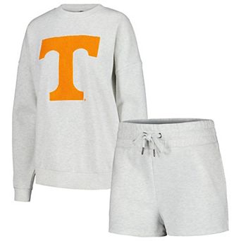 Women's Gameday Couture Ash Tennessee Volunteers Team Effort Pullover Sweatshirt & Shorts Sleep Set