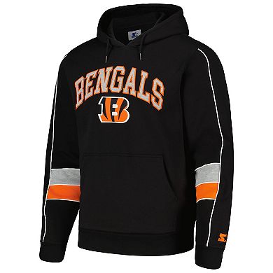 Men's Starter Black Cincinnati Bengals Captain Pullover Hoodie