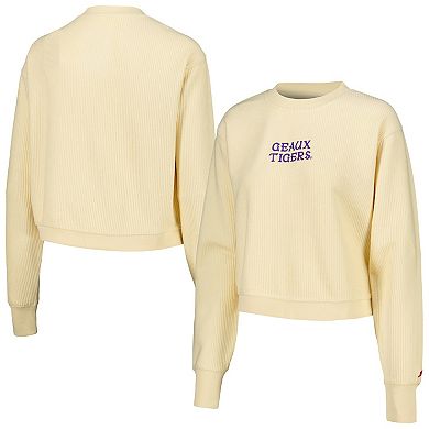 Women's League Collegiate Wear Cream LSU Tigers Timber Cropped Pullover Sweatshirt