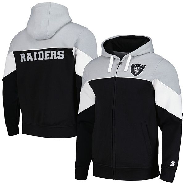 Men's Starter Black/Silver Las Vegas Raiders Running Back Full-Zip Hoodie