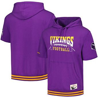 Men's Mitchell & Ness Purple Minnesota Vikings Pre-Game Short Sleeve Pullover Hoodie