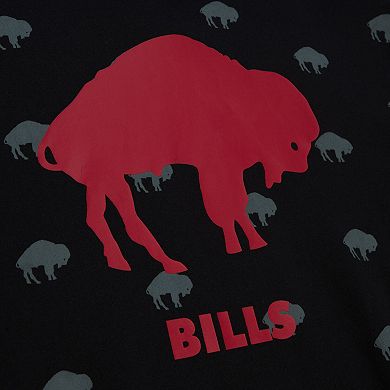 Men's Mitchell & Ness Black Buffalo Bills Allover Print Fleece Pullover Hoodie