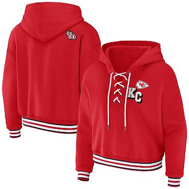 Women's WEAR by Erin Andrews Red Kansas City Chiefs Lace-Up Pullover Hoodie