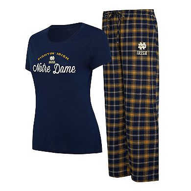 Women's Concepts Sport Navy/Gold Notre Dame Fighting Irish Arctic T-Shirt & Flannel Pants Sleep Set