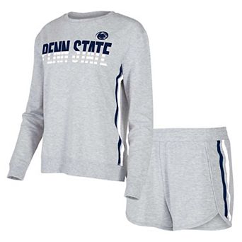 Women's Concepts Sport Gray Penn State Nittany Lions Cedar Tri-Blend Long Sleeve T-Shirt & Shorts Sleep Set