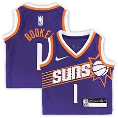 Women's Nike Purple Phoenix Suns Allover NBA Logo Boxy T-Shirt Size: Small