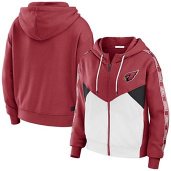 Women's WEAR by Erin Andrews Cardinal/White Arizona Cardinals Color-Block Full-Zip Hoodie