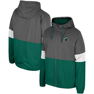 Men's Colosseum Charcoal Michigan State Spartans Miles Full-Zip Jacket