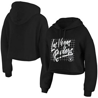 Women's WEAR by Erin Andrews Black Las Vegas Raiders Domestic Cropped Pullover Hoodie