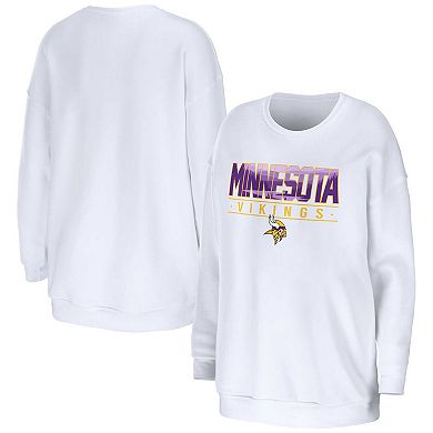 Women's WEAR by Erin Andrews White Minnesota Vikings Domestic Pullover Sweatshirt