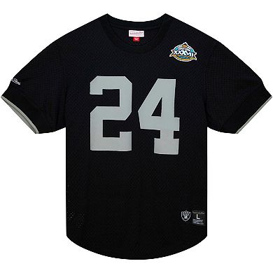 Men's Mitchell & Ness Charles Woodson Black Oakland Raiders Retired Player Name & Number Mesh Top