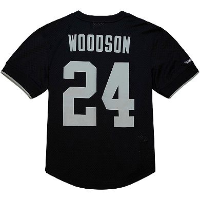 Men's Mitchell & Ness Charles Woodson Black Oakland Raiders Retired Player Name & Number Mesh Top